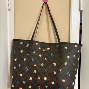 Coach Brown Floral Tote Bag